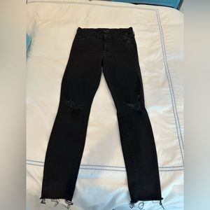 Mother denim black ripped skinny jeans